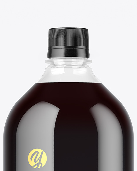 Clear Plastic Bottle with Dark Drink Mockup PSD #1