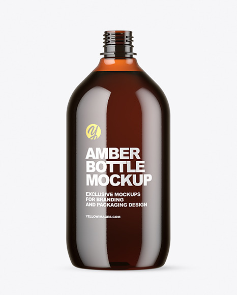 Amber Plastic Bottle Mockup PSD #2