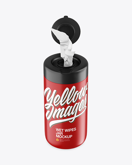 Opened Matte Wet Wipes Jar Mockup
