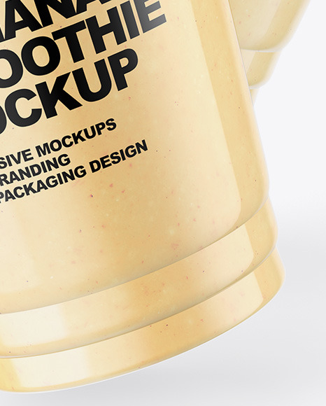 Two Banana Smoothie Cups Mockup PSD #1