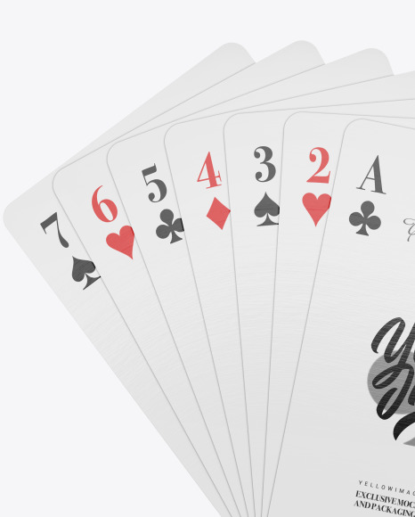Seven Playing Cards Mockup PSD #2