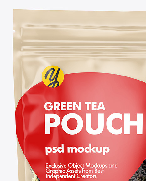 Clear Plastic Pouch w/ Green Tea Mockup