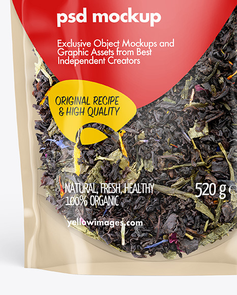 Clear Plastic Pouch w/ Green Tea Mockup