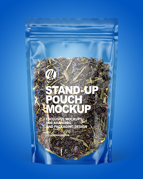 Clear Plastic Pouch w/ Green Tea Mockup