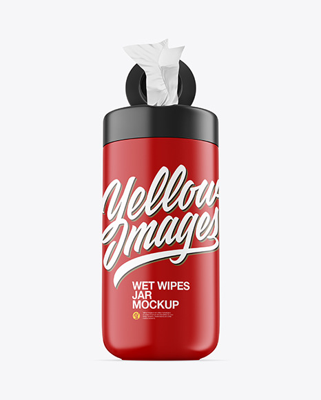 Opened Matte Wet Wipes Jar Mockup PSD #2