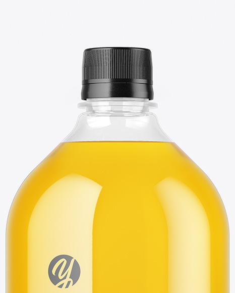 Clear Plastic Apple Juice Bottle Mockup PSD #1