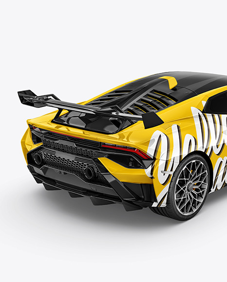 Super Car Mockup    Back Half Side View (High Angle Shot) PSD #2