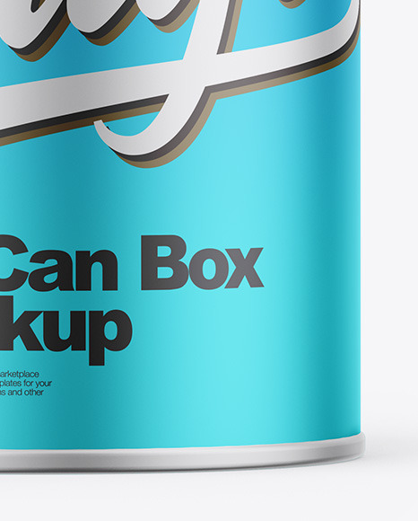 Matte Metallic Tin Can Box Mockup PSD #1