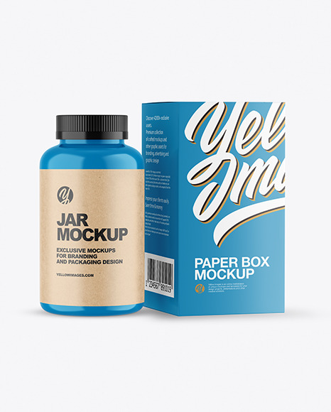 Glossy Plastic Jar with Box Mockup PSD #2