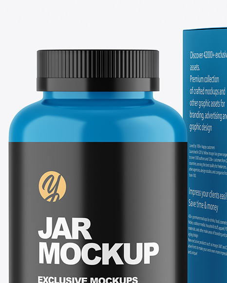 Glossy Plastic Jar with Box Mockup PSD #1