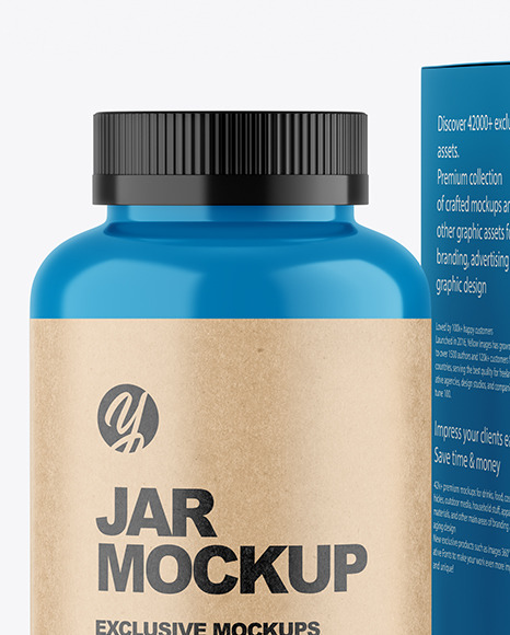 Glossy Plastic Jar with Box Mockup PSD #6