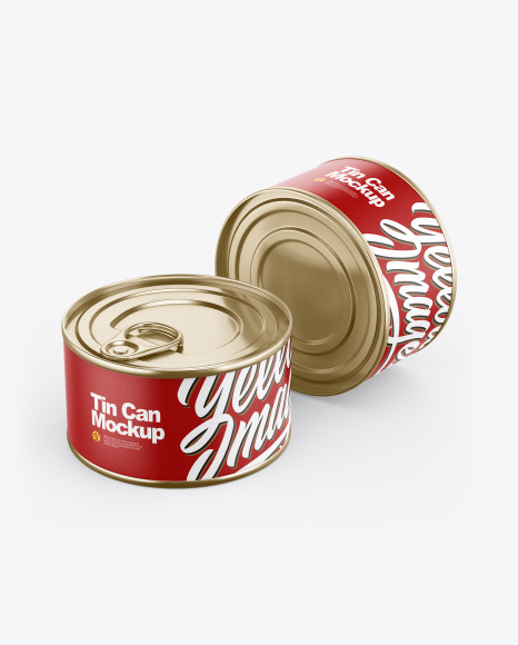 Two Tin Cans With Pull Tab Mockup