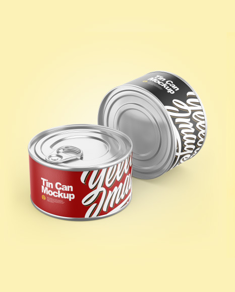 Two Tin Cans With Pull Tab Mockup PSD #2