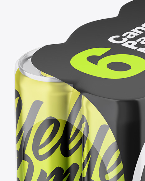Glossy Metallic Cans in Shrink Wrap Mockup PSD #6
