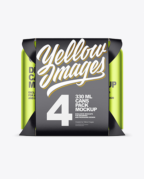 Carton Pack W/ 4 Matte Metallic Cans Mockup