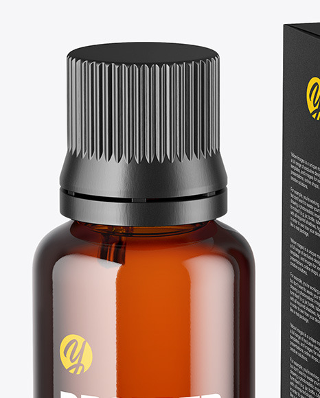 Amber Glass Dropper Bottle with Paper  Box Mockup PSD #6