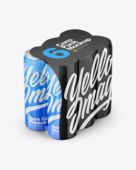 Glossy Cans in Shrink Wrap Mockup