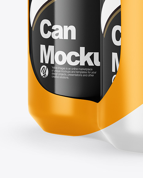4 Cans in Shrink Wrap Mockup PSD #2