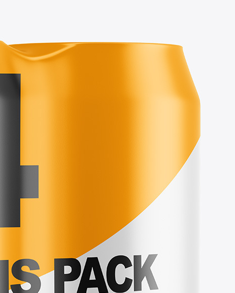 4 Cans in Shrink Wrap Mockup PSD #1
