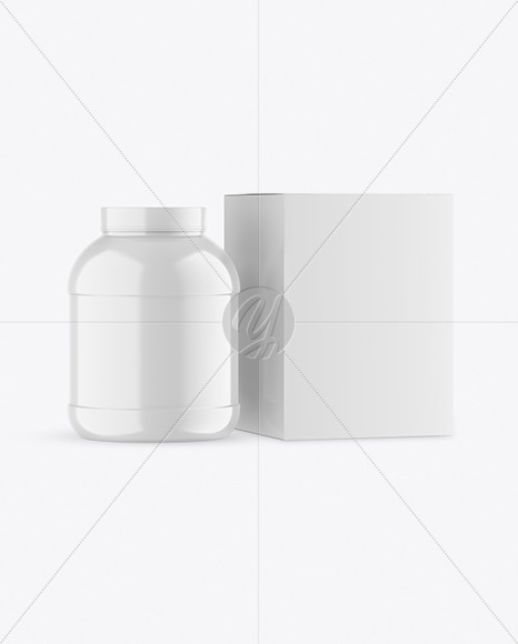 Glossy Plastic Jar with Box Mockup PSD #1