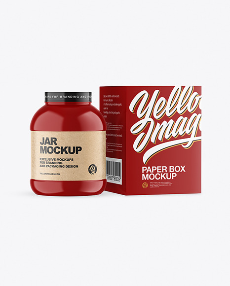 Glossy Plastic Jar with Box Mockup PSD #3