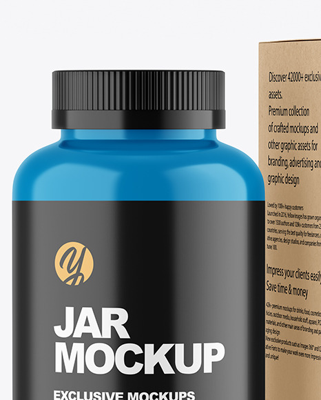 Glossy Plastic Jar with Kraft Box Mockup PSD #1