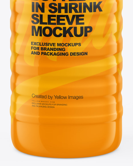 Glossy Bottle In Shrink Sleeve Mockup PSD #1