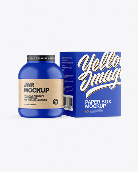 Matte Plastic Jar with Box Mockup PSD #2