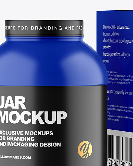 Matte Plastic Jar with Box Mockup PSD #1