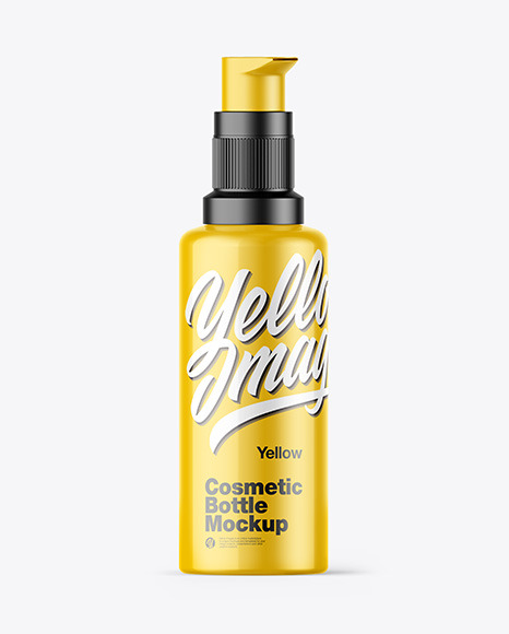 Glossy Cosmetic Bottle with Pump Mockup PSD #5