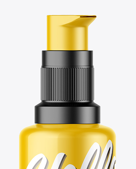 Glossy Cosmetic Bottle with Pump Mockup PSD #6