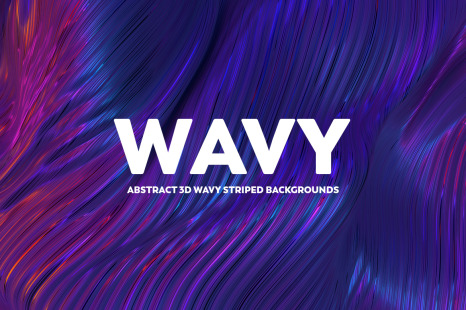 Abstract 3D Wavy Striped Backgrounds - Blue &amp; Purple