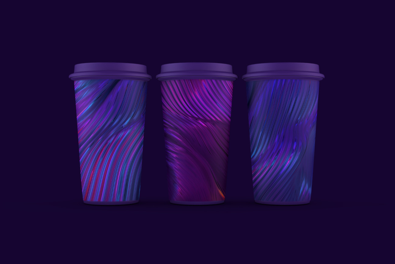 Abstract 3D Wavy Striped Backgrounds - Blue & Purple