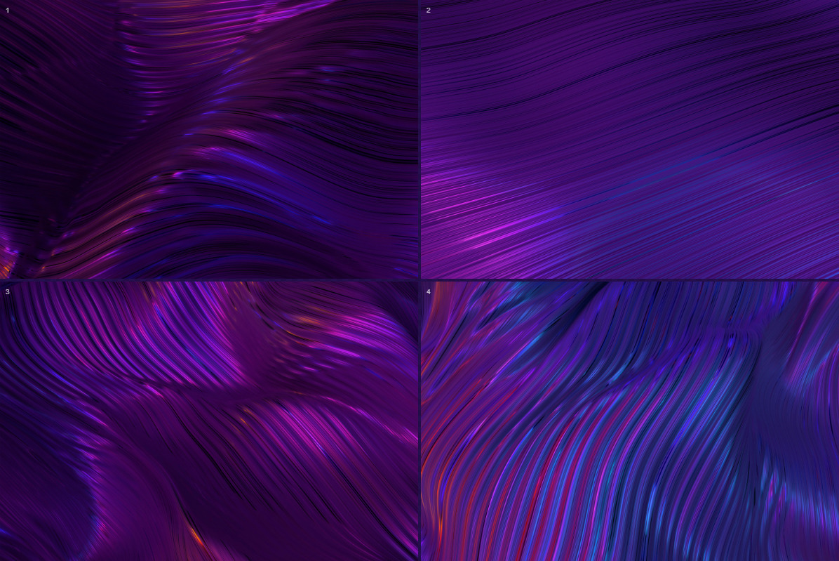 Abstract 3D Wavy Striped Backgrounds - Blue & Purple