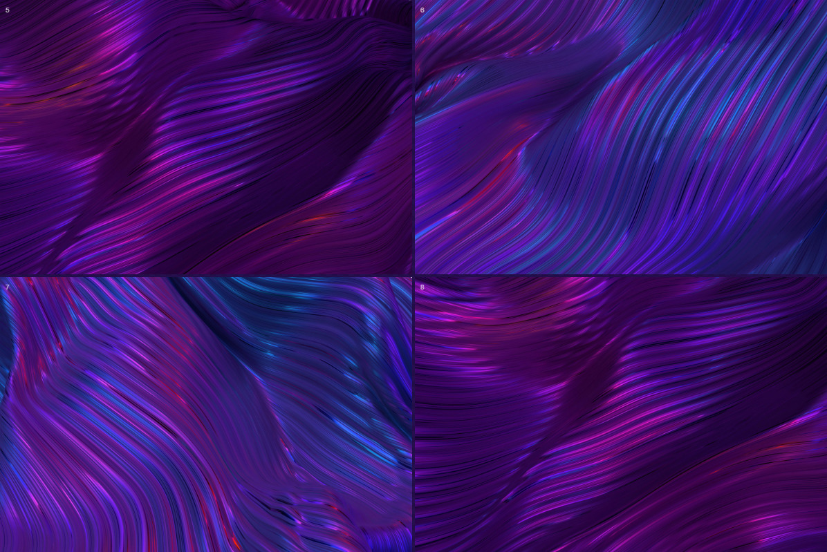 Abstract 3D Wavy Striped Backgrounds - Blue & Purple