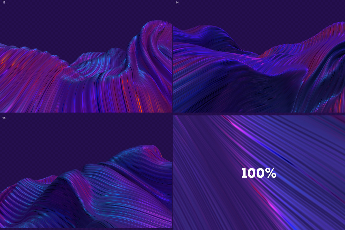 Abstract 3D Wavy Striped Backgrounds - Blue & Purple