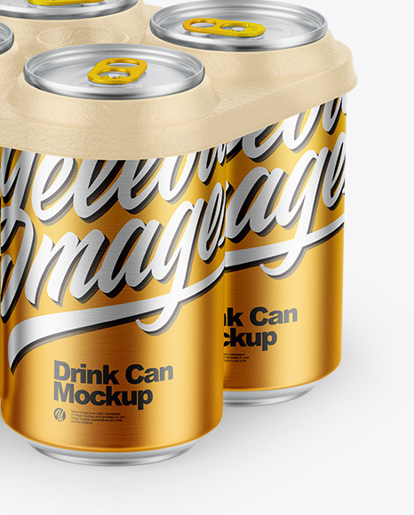 6 Pack Matte Metallic Cans with Holder Mockup PSD #6