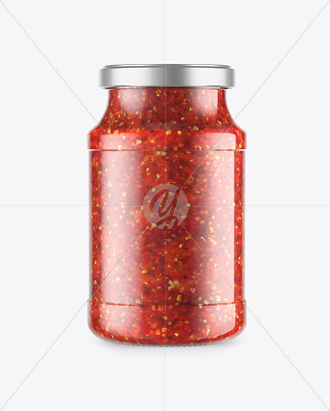 Glass Jar With Chili Sauce Mockup PSD #3