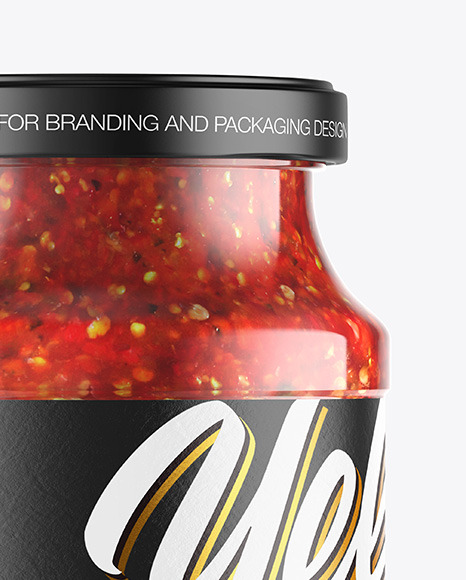 Glass Jar With Chili Sauce Mockup PSD #1
