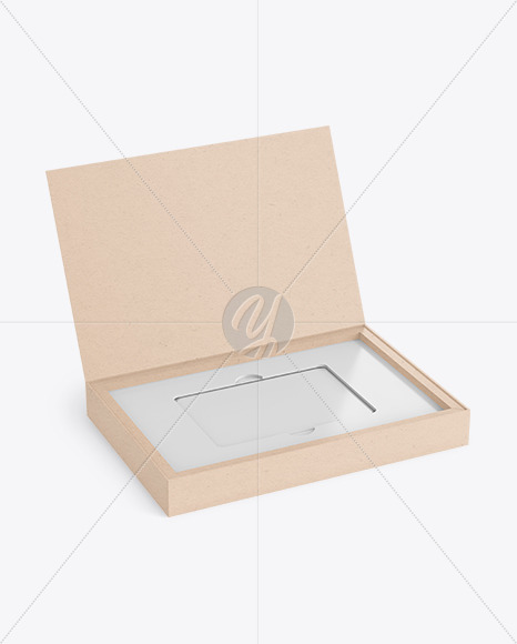 Download Gift Card In A Kraft Paper Box Mockup In Box Mockups On Yellow Images Object Mockups