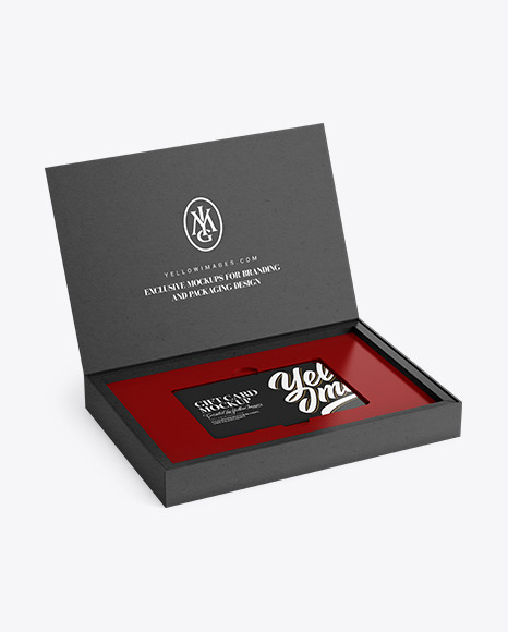 Gift Card in a Kraft Paper Box Mockup