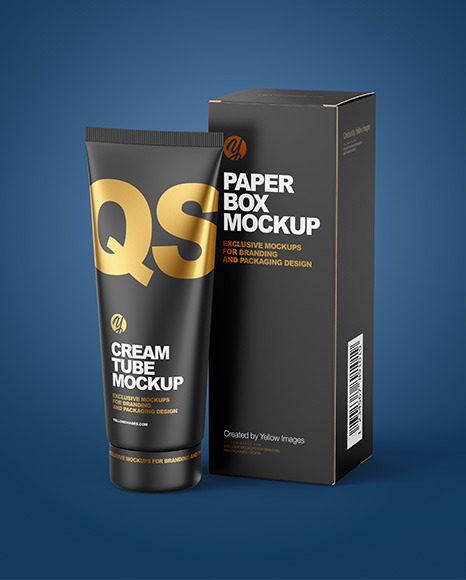 Download Cosmetic Tube With Box Mockup In Tube Mockups On Yellow Images Object Mockups