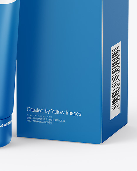 Download Cosmetic Tube With Box Mockup In Tube Mockups On Yellow Images Object Mockups