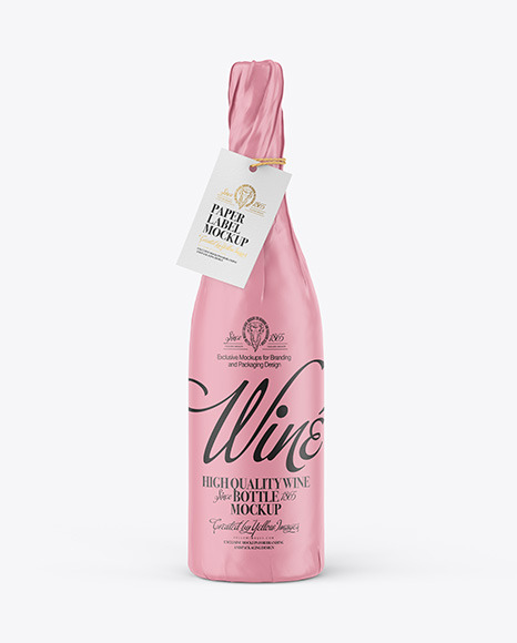 Wine Bottle in Matte Paper Wrap Mockup