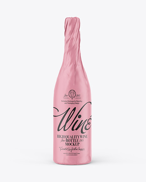 Wine Bottle in Matte Paper Wrap Mockup PSD #2