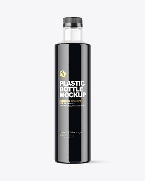 Clear Plastic Bottle with Dark Drink Mockup
