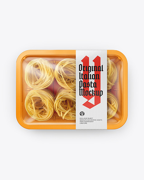 Plastic Tray With Pasta Mockup PSD #3