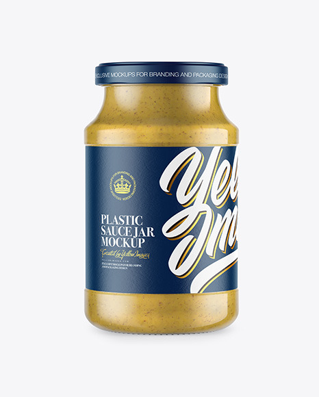 Glass Jar with Mustard Sauce Mockup