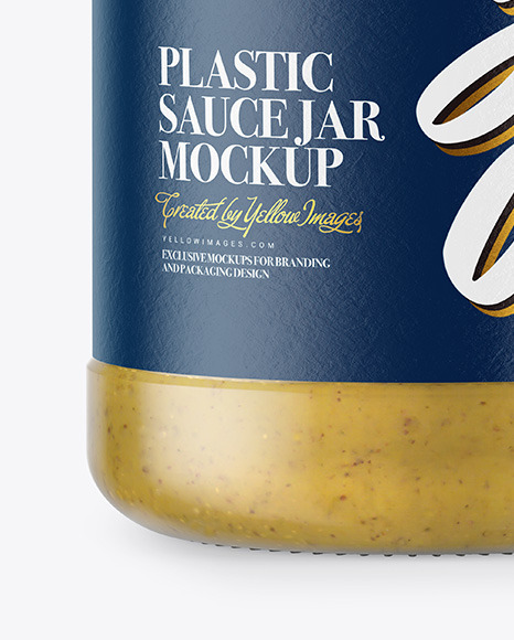 Glass Jar with Mustard Sauce Mockup PSD #6