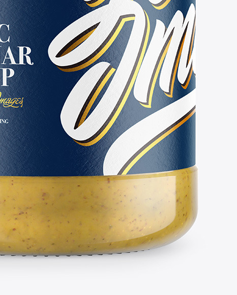 Glass Jar with Mustard Sauce Mockup PSD #7